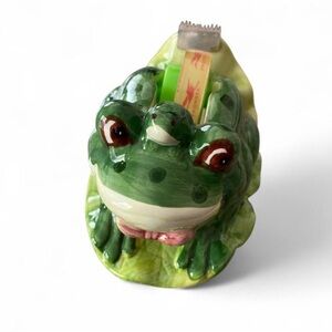 Green Frog Ceramic Tape Dispenser for Reptile Lovers